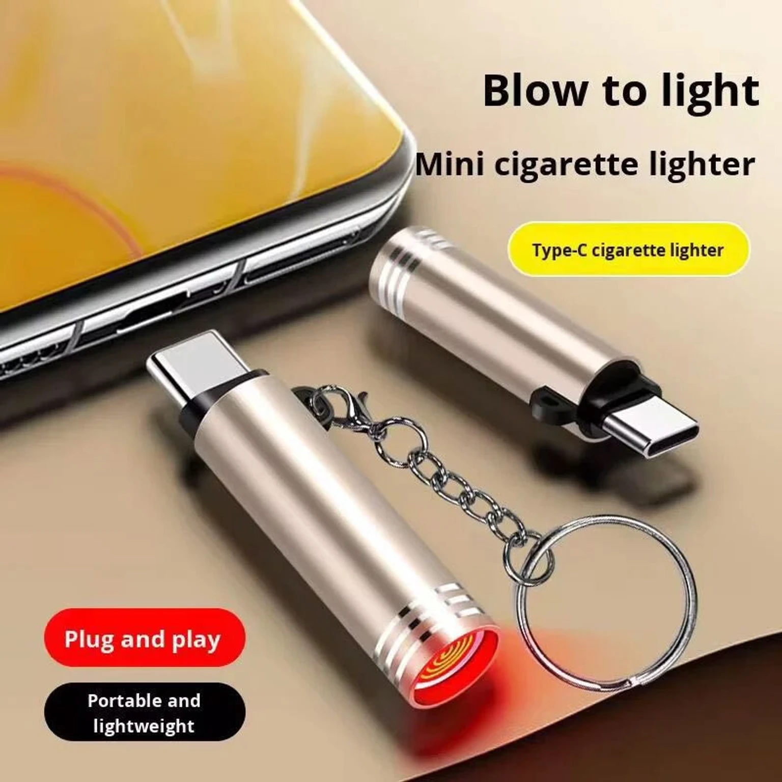 usb type c electric cigarette lighter | portable mini keychain lighter usb type c electric cigarette lighter | portable mini keychain lighter